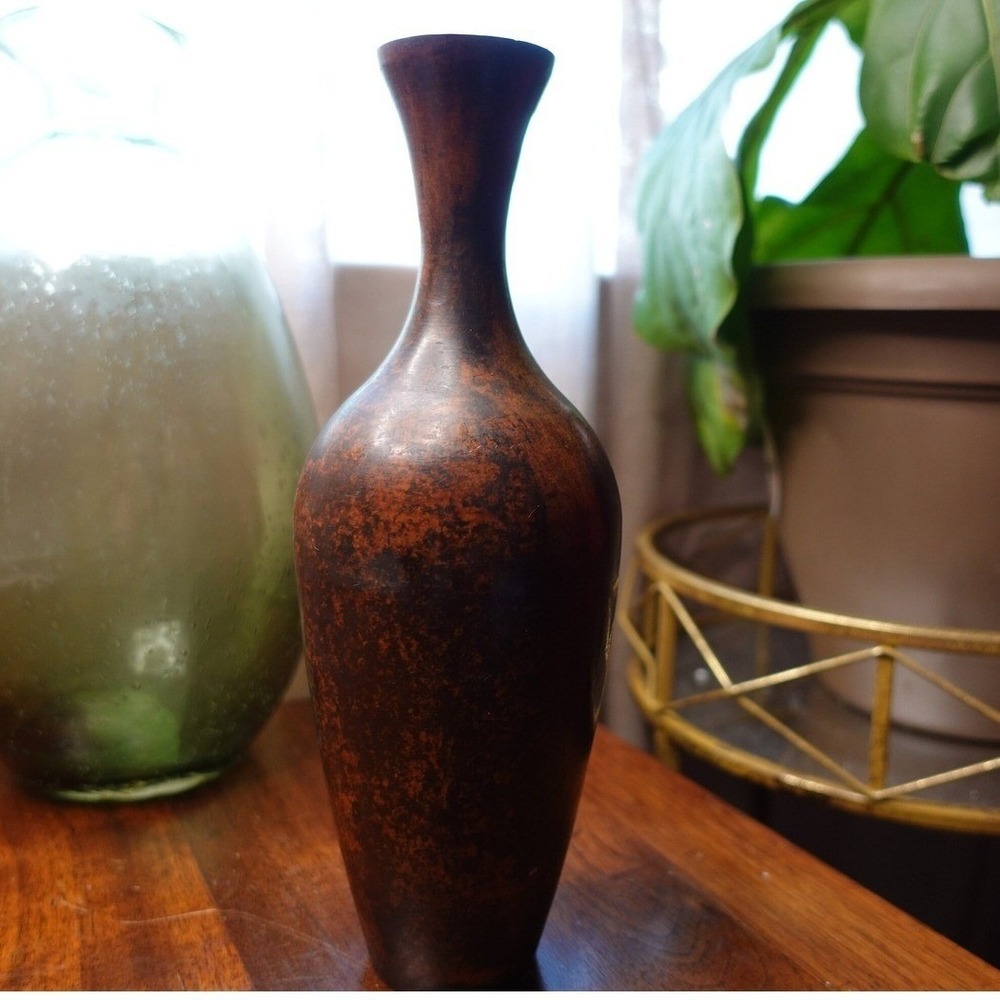 Rustic Brown Bud Vase Small Decorative Vase Home‎ Decor Table Centerpiece Metal